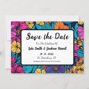 Vibrant Floral Vintage Wedding Save the Date