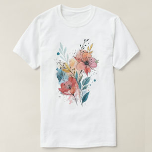 Vibrant Floral Watercolor Design T-Shirt