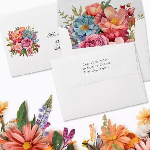 Vibrant Floral Watercolor Envelope