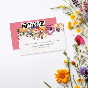 Vibrant Floral Watercolor Wedding Details Enclosure Card