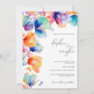 Vibrant Floral Watercolor Wedding Invitation