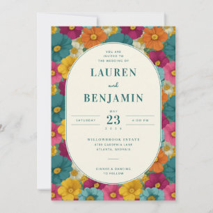 Vibrant Floral Wedding Invitation