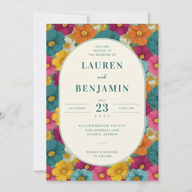 Vibrant Floral Wedding Invitation (Front)