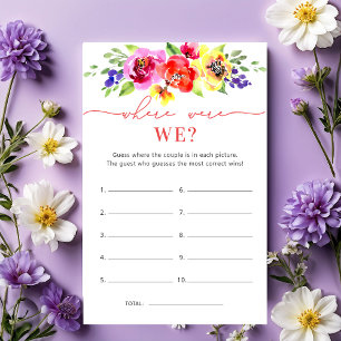 Vibrant Floral Where Were We Bridal Shower Game