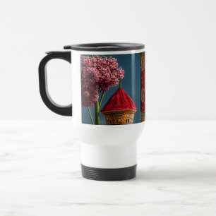 Vibrant Floral & Whimsical Architecture Travel Mug