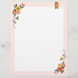 Vibrant Floral Wildflowers & Honey Bee Frame Custom Letterhead