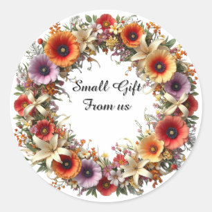 Vibrant Floral Wreath Classic Round Sticker