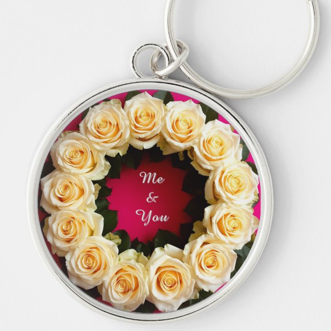 Vibrant Floral Wreath Key Ring (Front)