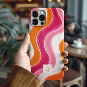 Vibrant Flow Funky Retro Initial Monogram iPhone 16 Pro Max Case