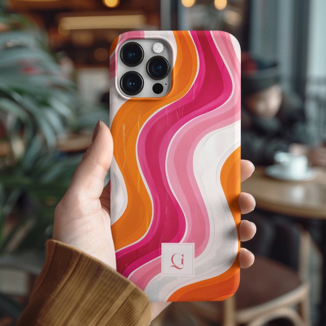 Vibrant Flow | Funky Retro Initial Monogram  iPhone Case (Creator Uploaded)