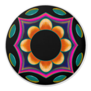 Vibrant Flower Ceramic Knob