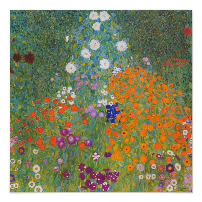 Vibrant Flower Garden - Gustav Klimt Gloss Poster (Front)