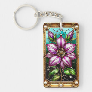 Vibrant Flower Ornately Framed Key Ring