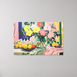 Vibrant Flower Painting Inspired by Matisse  Canvas Print