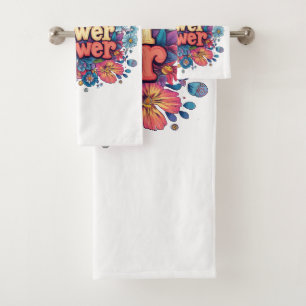 Vibrant Flower Power Design with Colorful Blooms Bath Towel Set