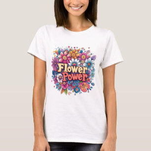 Vibrant Flower Power Design with Colorful Blooms T-Shirt