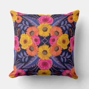 Vibrant Flowers & Ferns Cushion