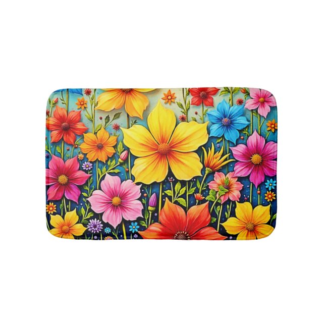 Vibrant Flowers: Garden of Joy Art Bath Mat (Front)