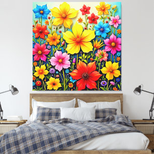 Vibrant Flowers: Garden of Joy Art Canvas Print