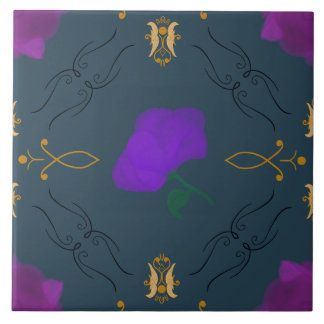 Vibrant Flowers in Purple - home decor accent room Tile