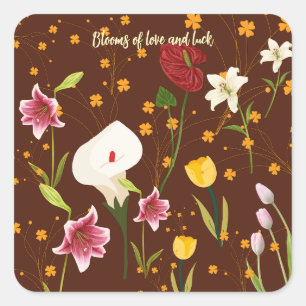 Vibrant Flowers Square Sticker
