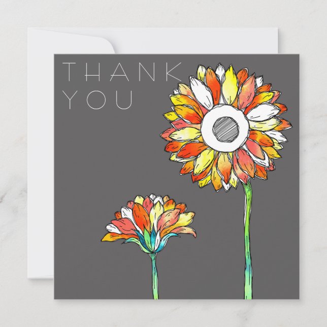 Vibrant flowers thank you card (Front)