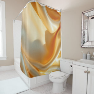 Vibrant Folds Golden Silk Satin Shower Curtain