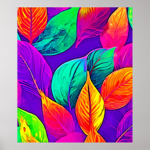 Vibrant Foliage: Cartoon Neon  Poster