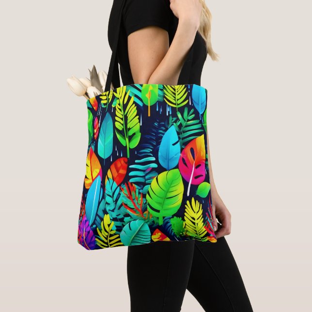 Vibrant Foliage Drizzle Art Tote Bag (Close Up)