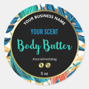 Vibrant Foliage Gold Framed Body Butter Labels