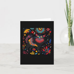 Vibrant Folk Art Illustration Featuring A Whimsica Card