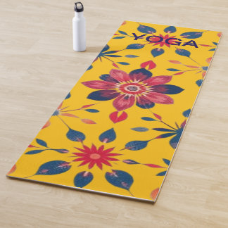 Vibrant Folk Floral Mosaic Yoga Mat
