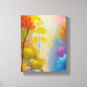 Vibrant Forest Landscape Painting Canvas Print