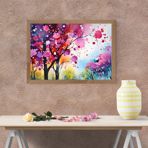 Vibrant Forest Watercolor Painting Photo Print