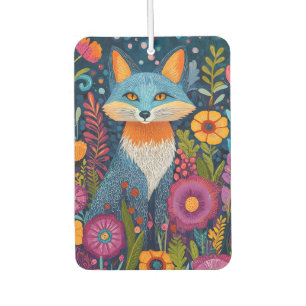 Vibrant Fox Dot Art Amidst Lush Flora Car Air Freshener