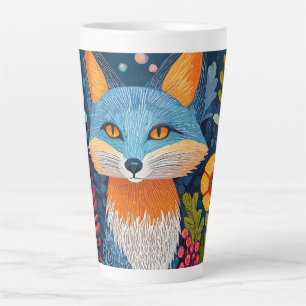 Vibrant Fox Dot Art Amidst Lush Flora Latte Mug