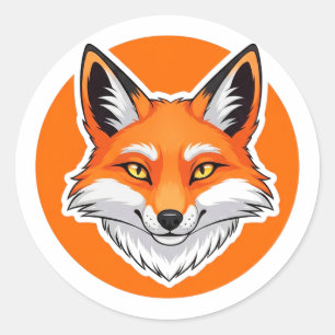 Vibrant Fox Head Classic Round Sticker