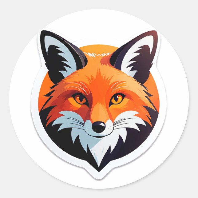 Vibrant Fox Head Classic Round Sticker (Front)