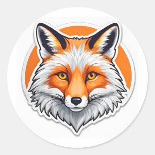 Vibrant Fox Head Classic Round Sticker