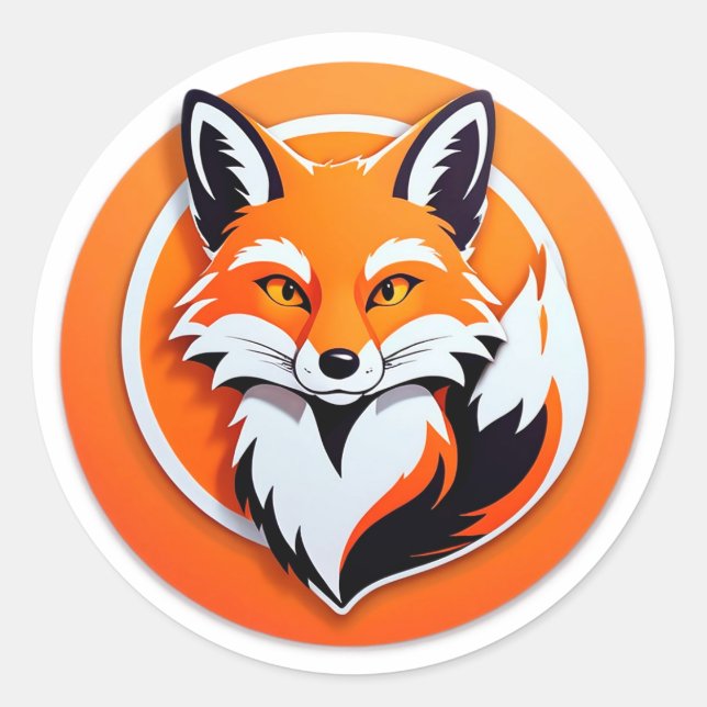 Vibrant Fox Head Classic Round Sticker (Front)