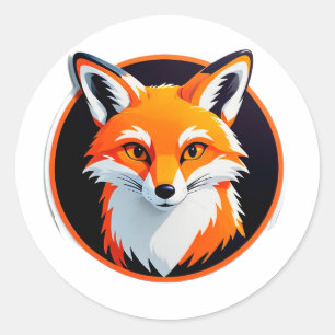 Vibrant Fox Head Classic Round Sticker