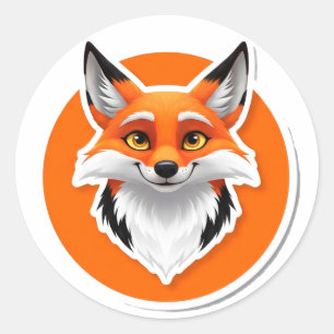 Vibrant Fox Head Classic Round Sticker