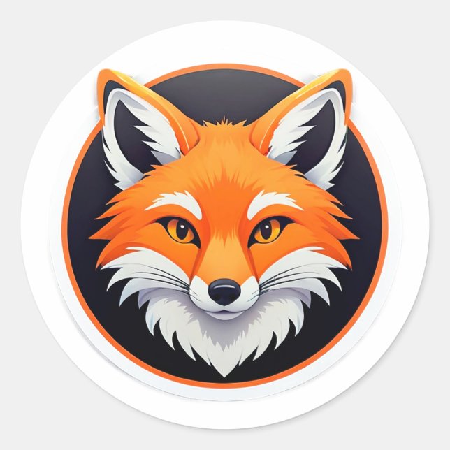 Vibrant Fox Head Classic Round Sticker (Front)