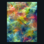 Vibrant Fractal Nebula Swirl Energy Photo Print<br><div class="desc">Swirling tendrils of electric turquoise, lime, cyan, fiery orange, magenta, and deep indigo explode across the frame in fractal-like motion. Gossamer threads of yellow-green and peach float like aurora ribbons through darker violet and navy veins, creating luminous depth and a sense of boundless creative energy. The soft, radiant texture evokes...</div>
