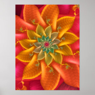 Vibrant Fractal Spiral Poster