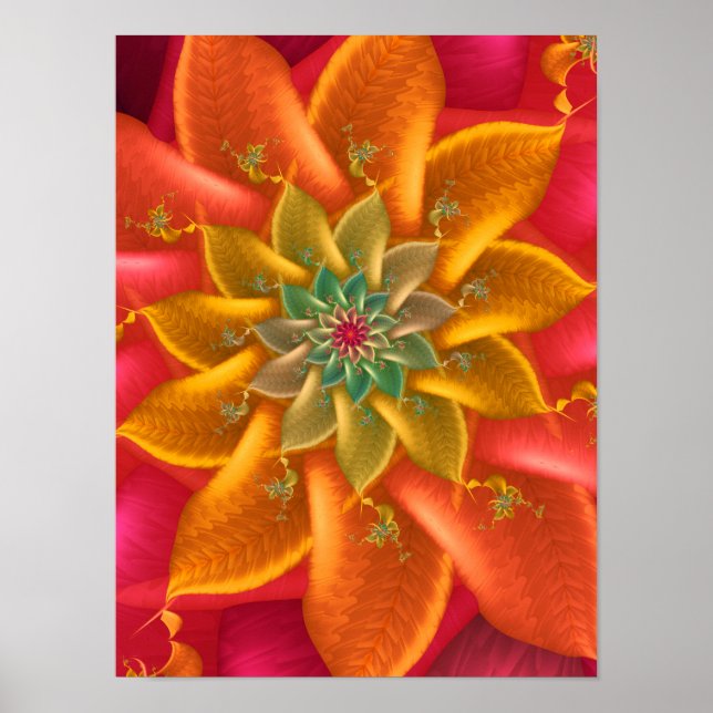 Vibrant Fractal Spiral Poster (Front)