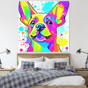 Vibrant Frenchie Bulldog Puppy Art Canvas Print