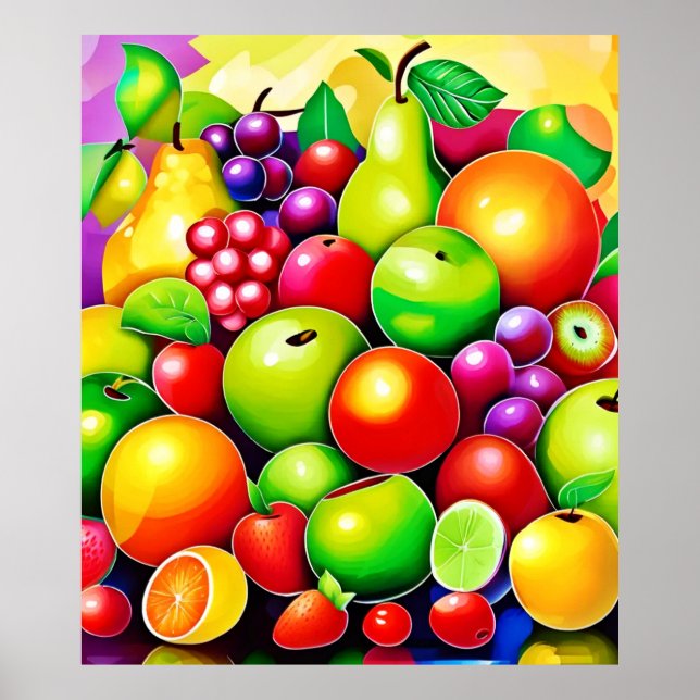 Vibrant Fruit Medley Art Poster (Front)