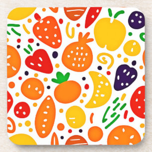 Vibrant Fruit Pattern Coaster
