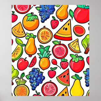 Vibrant Fruit Pattern Poster